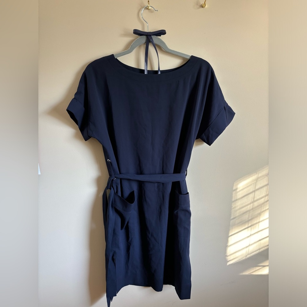 Babaton Navy Blue Pocket belted dress